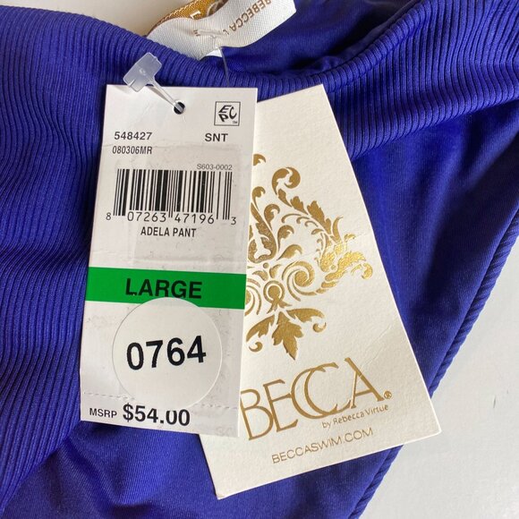 NWT Becca Adela Pant Women's Large Blue Ribbed Bikini Bottom, size Large - Picture 4 of 8